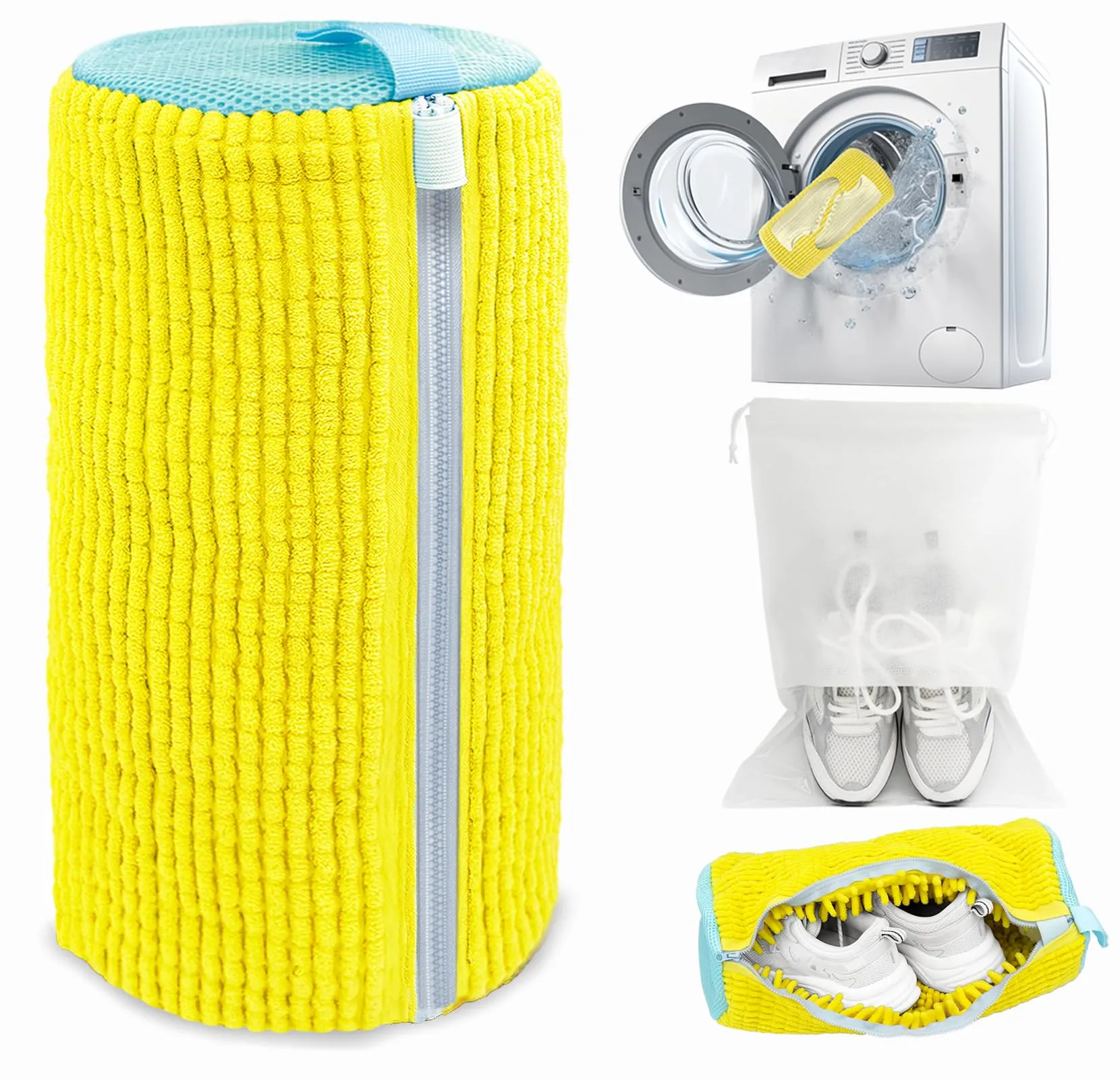 Microfiber Shoe Washing Machine Bag for Sneakers - Yellow