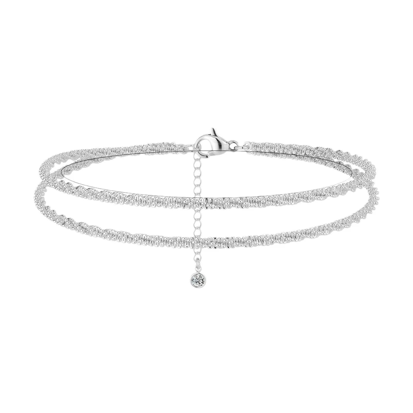 Dainty Layered Anklet For Women - Silver