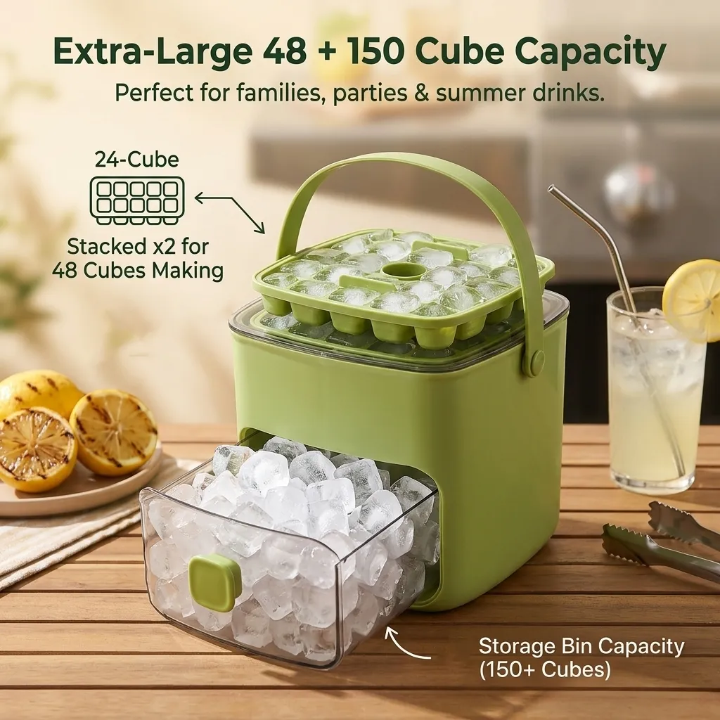 Easy press-to-release ice cube removal from the tray