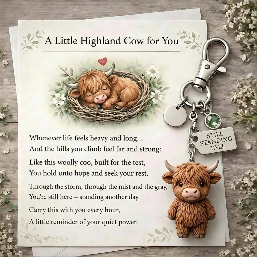 A Little Highland Cow For You Keychain - A / January
